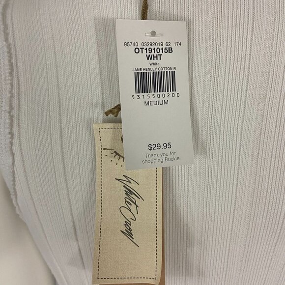 Buckle White Crow Tank Top Women's Size M White Cotton Sleeveless V Neck New - Picture 5 of 5